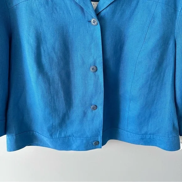 Talbots NWT Vintage Deadstock Blazer Jacket 100% Irish Linen Blue Lined 16W - Picture 3 of 12